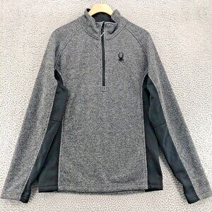 Spyder Sweatshirt Men Medium Gray 1/4 Zip Pullover Mock Neck Fleece Tech Sport